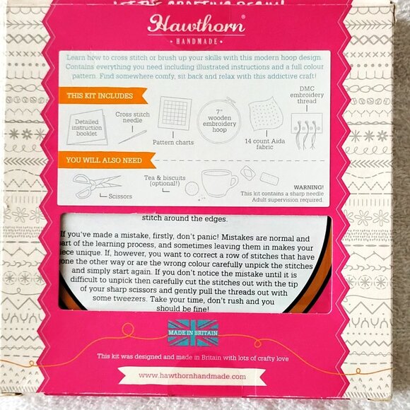 Made in Britain by Hawthorn Handmade Cross Stitch Kit-Hummingbird - Picture 2 of 2